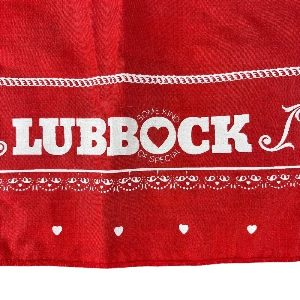 Lubbock Texas Bandana Scarf Red Heart Print Some Kind of‎ Special Souvenir